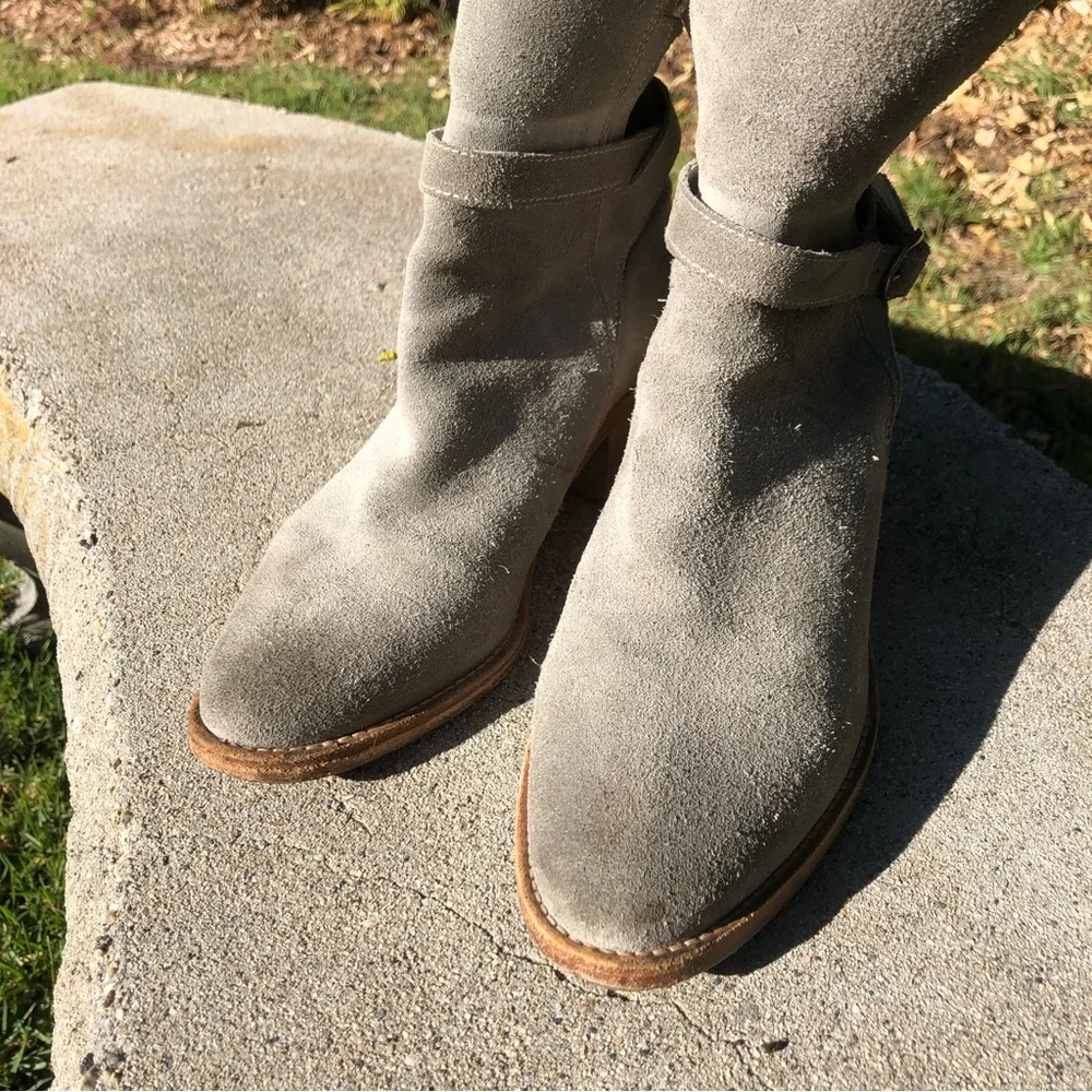 All Saints Grey Suede Heeled Booties